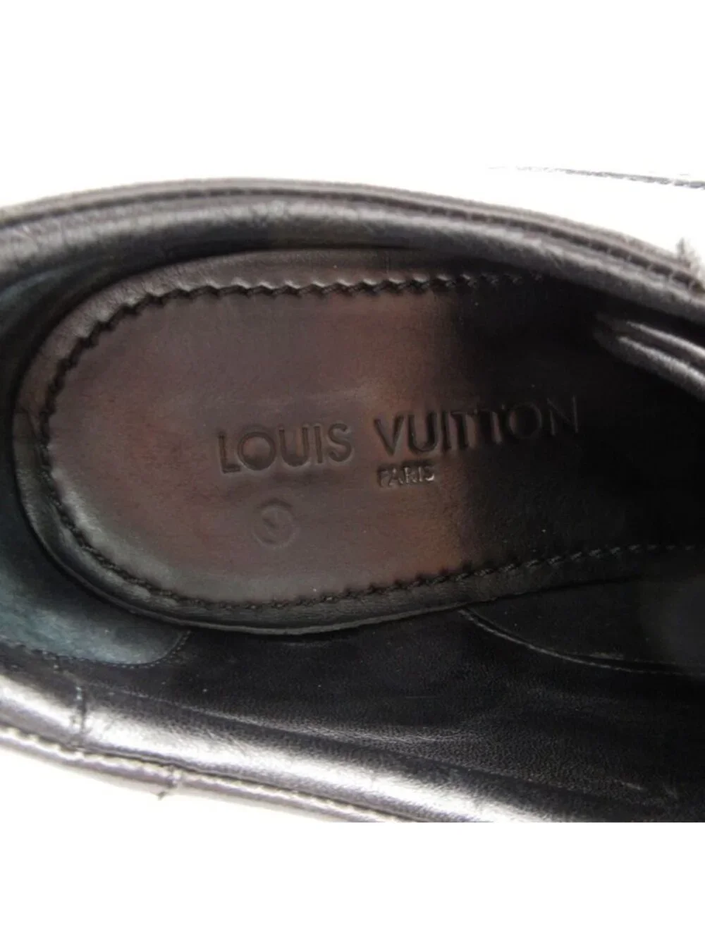 Louis Vuitton Dress Shoes Logo Plate Outer Wing Wingtip Business Leather Black